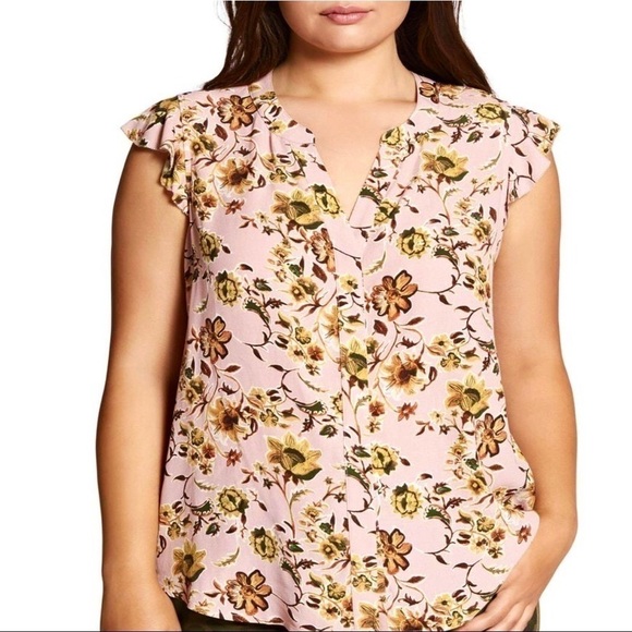 Sanctuary Tops - Sanctuary Curve Blush Pink Floral Blouse